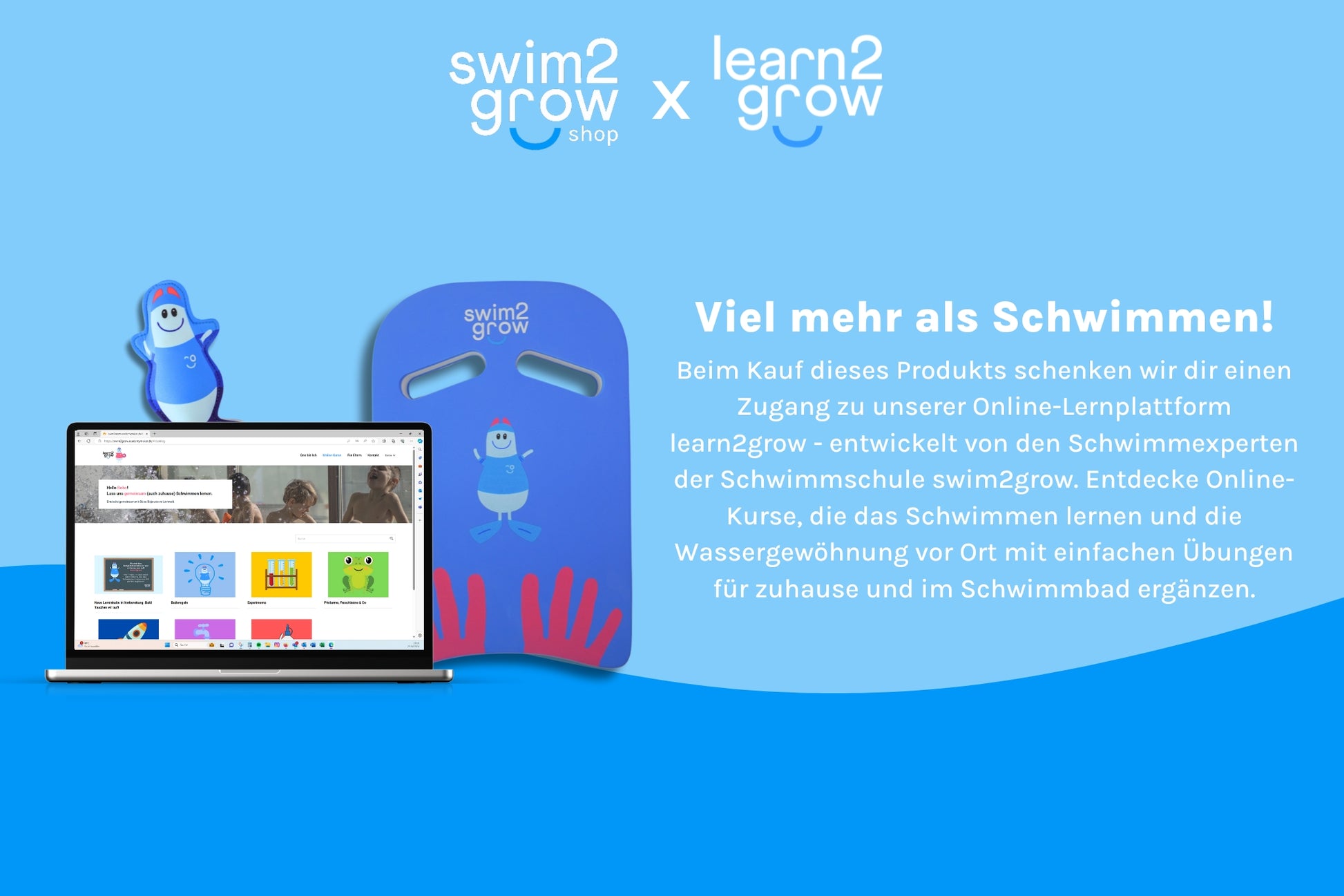 swim2grow.shop x learn2grow, Infografik über erhalt eines Zugangs für unsere Lernplattform learn2grow